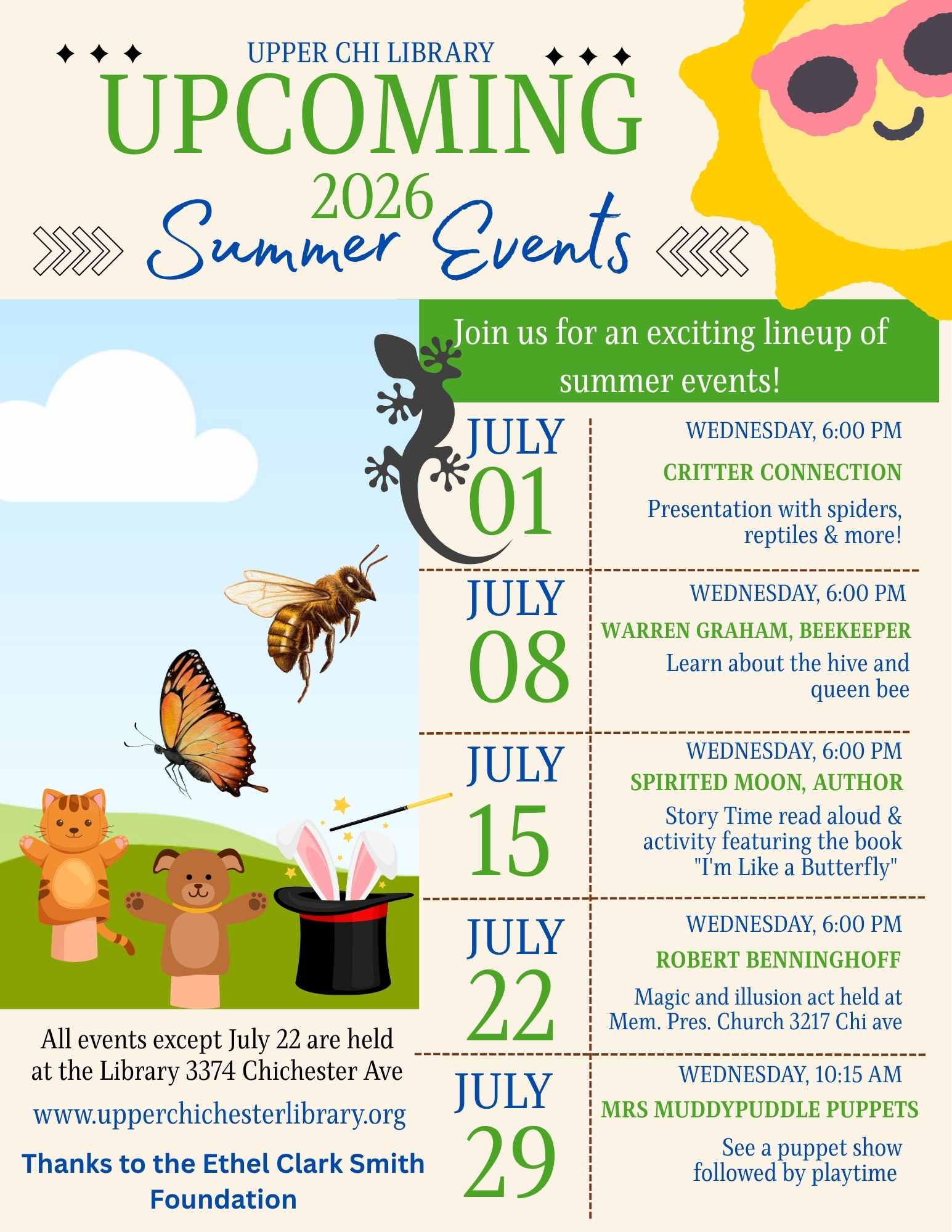 a flyer about summer events for children in Upper Chichester PA 19061
